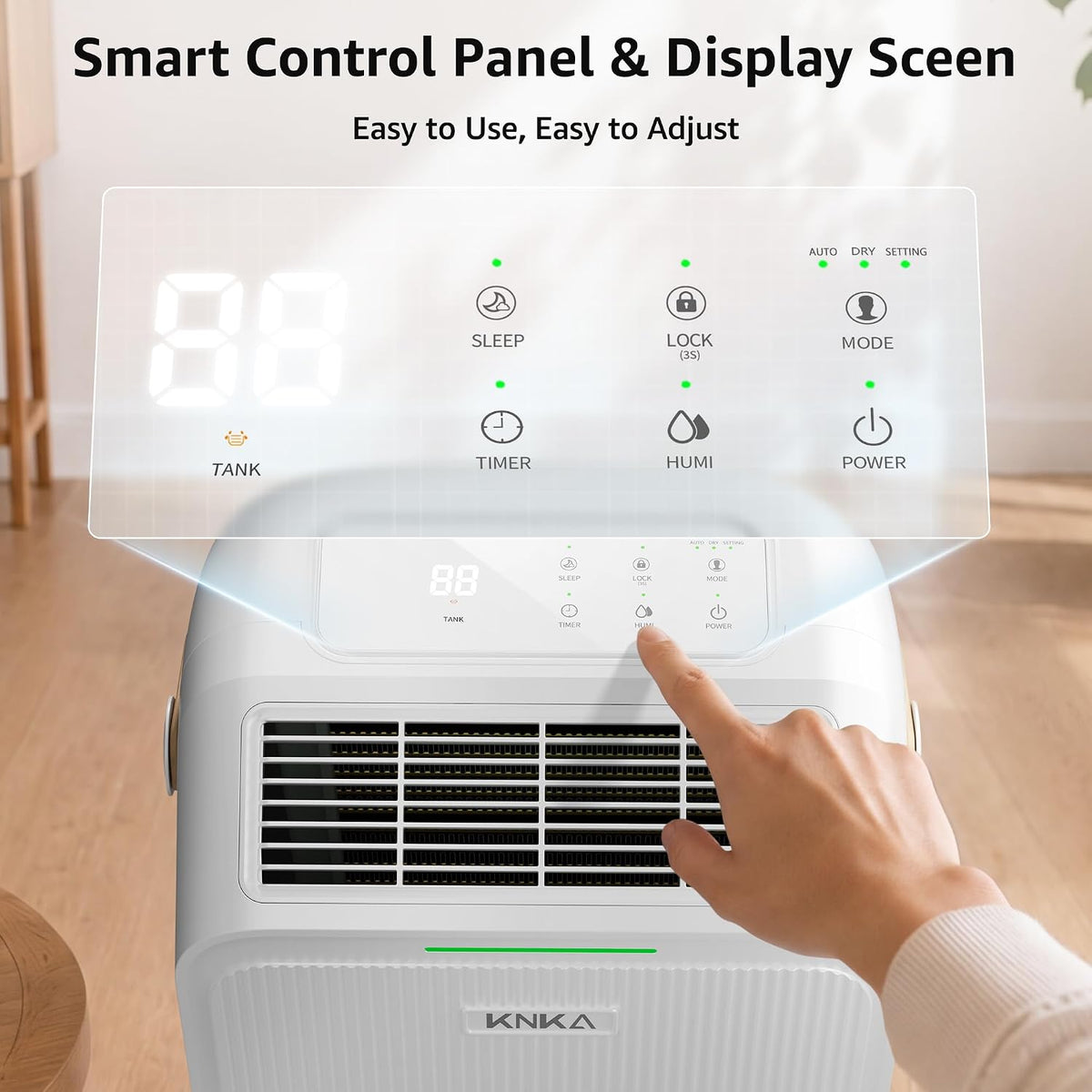KNKA 2500 Ft² Max 34 Pints Dehumidifier for Basement with Drain Hose, White
