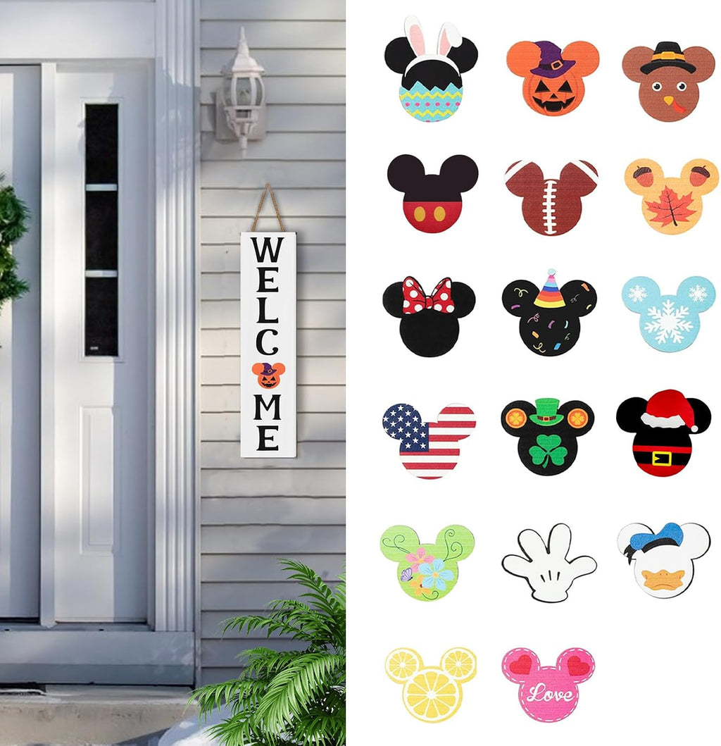 Cute Mouse Interchangeable Seasonal Welcome Door Sign
