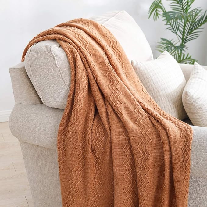 BOURINA Almond Throw Blanket 60x80 Inches Throw Textured Solid Soft Sofa Throw - Image 2
