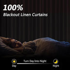 Cream 100% Blackout Linen Curtains 100 Inch Length 2 Panels Set - Image 2