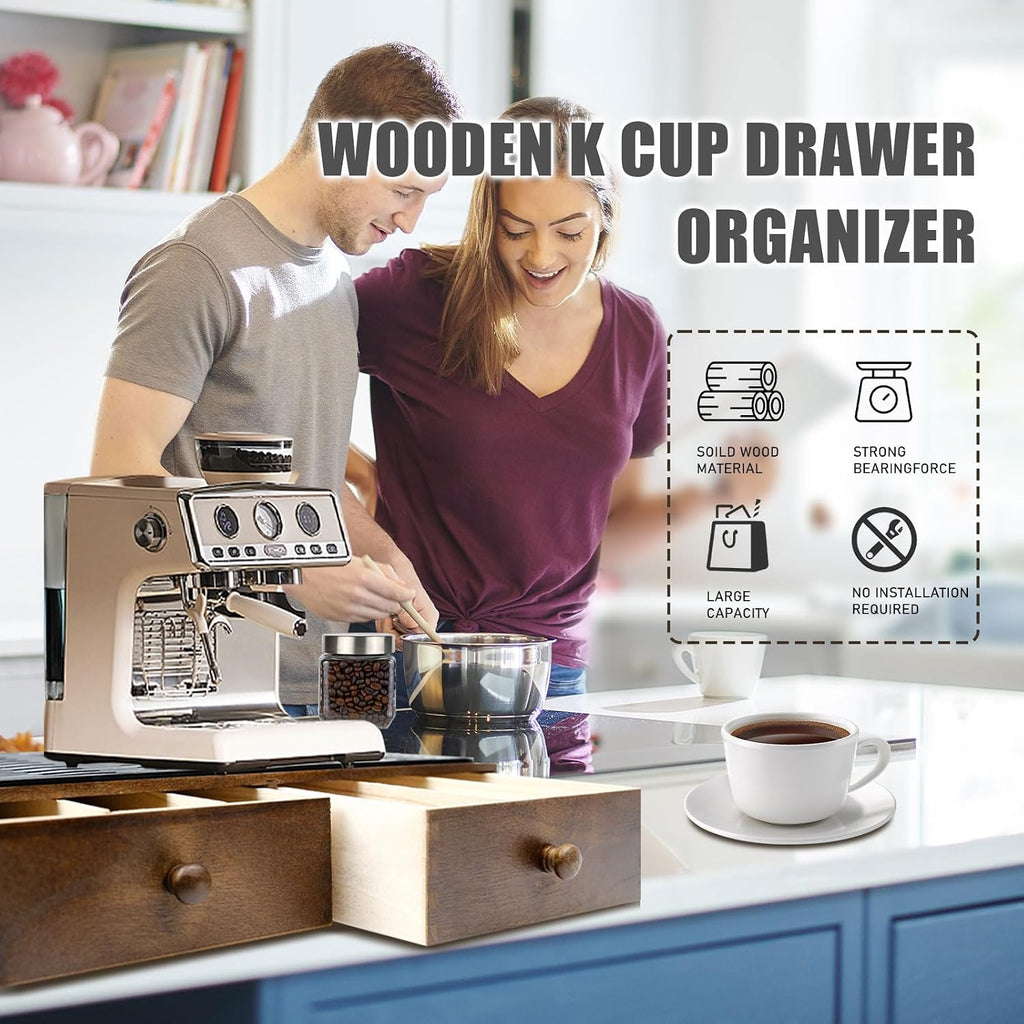 Coffee Pod Holder Storage Wooden Organizer for Countertop (30 Pods)
