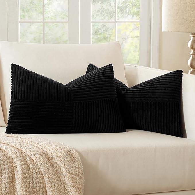 MIULEE Black Decorative Lumbar Throw Pillow Covers 14x22 Inch by MIULEE