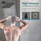 8" Shower Faucet Compatible with Delta 13/14 Series Tub Trim Kit, High Pressure Square Rain Shower Head& Handle Set System, Matte Black (Valve& Catridge Not Inclued)