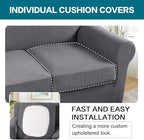 Turquoize 4 Piece Sofa Covers for 3 Cushion Couch Sofa Slipcover Soft Couch - Image 5