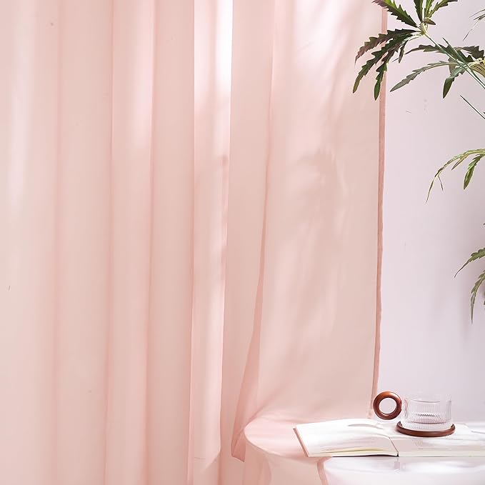 NICETOWN Light Pink Sheer Curtains - Image 5