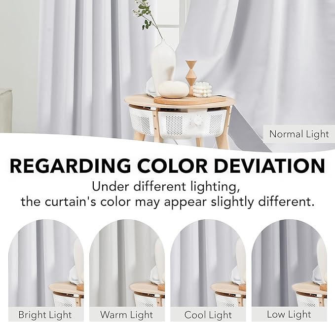 Deconovo Blackout Curtains, Thermal Insulated, W52 x L63 2 Panels, Back Tab - Image 3