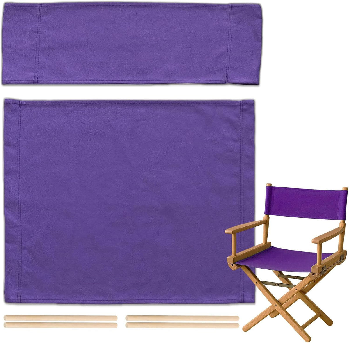 STAY GENT 2 Set Replacement Cover Canvas for Directors Chair, 20cm X 52cm + 52cm X 41cm, Grey