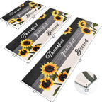 Sunflower Kitchen Mat Set of 3, Kitchen Decor and Accessories(Black White)