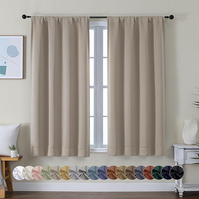 Simplebrand Ava Stone Short Blackout Curtains by Simplebrand