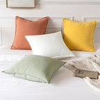 MIULEE Decorative Linen Euro Sham Pillow Covers 24x24 Light Green ​Boho - Image 5