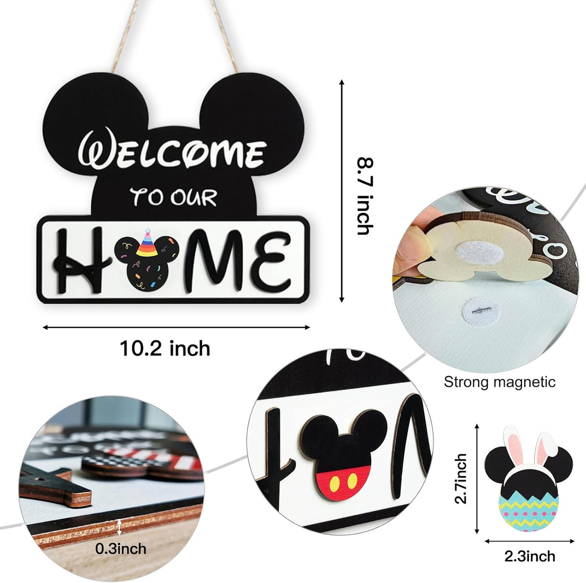 Cute Mouse Interchangeable Seasonal Welcome Door Sign