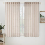 MIULEE Natural White Linen Curtains 60 Inch Length 2 Panels by MIULEE