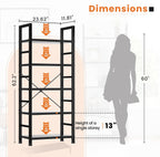 Sweetcrispy 5 Tier Bookshelf, Bookcase Shelf Storage Organizer, Black