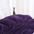 Puncuntex Deep Purple Throw Blanket 60"×80" inches Fuzzy 3D Jacquard Decorative - Image 2
