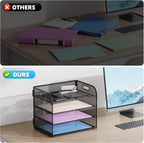 Marbrasse 4 Tier Paper Organizer Letter Tray - Mesh Desk File Organizer with Handle, Paper Sorter Organizer for Letter/A4 Office File Folder Holder (Black, 12.6" x 9.1" x 9.1")