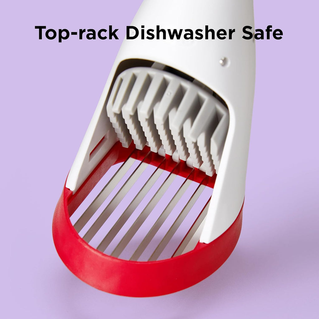 Chef'n Strawberry Slicer Fruit Prep Uniform Slice Safe Blade Tool Red