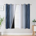 Estelar Textiler Navy Blue and Greyish White Blackout Curtains 54 Inch Length by ESTELARTEXTILER