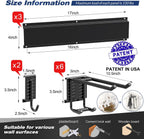 Garage Wall Organizer, Heavy Duty Tool Hangers for Garage Wall with 8 Double Hooks & 3 Rails, Tool Organizer Wall Mount, Garage Hanging Storage Rack for Shovel, Rake, Broom and Ski Gear