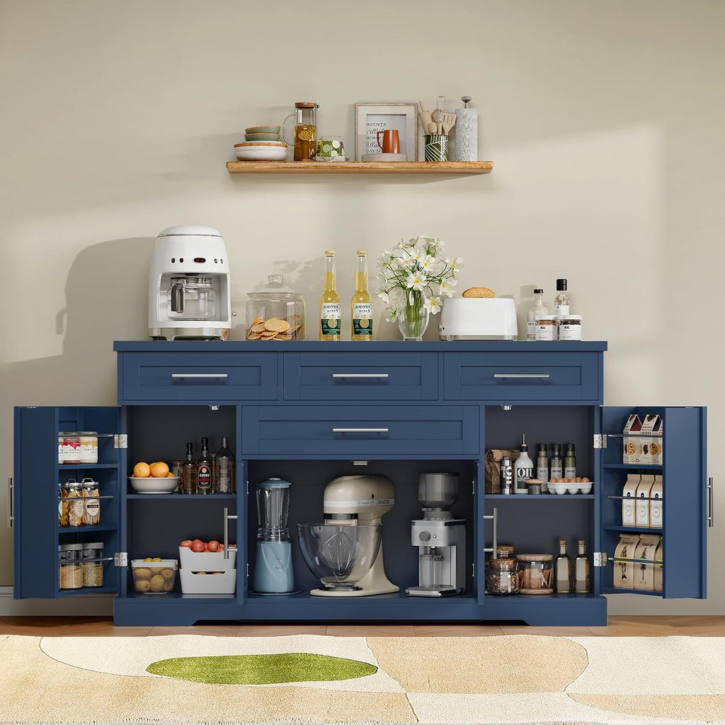 Concho 54" Sideboard Cabinet, Kitchen Buffet Cabinet with Storage, Blue