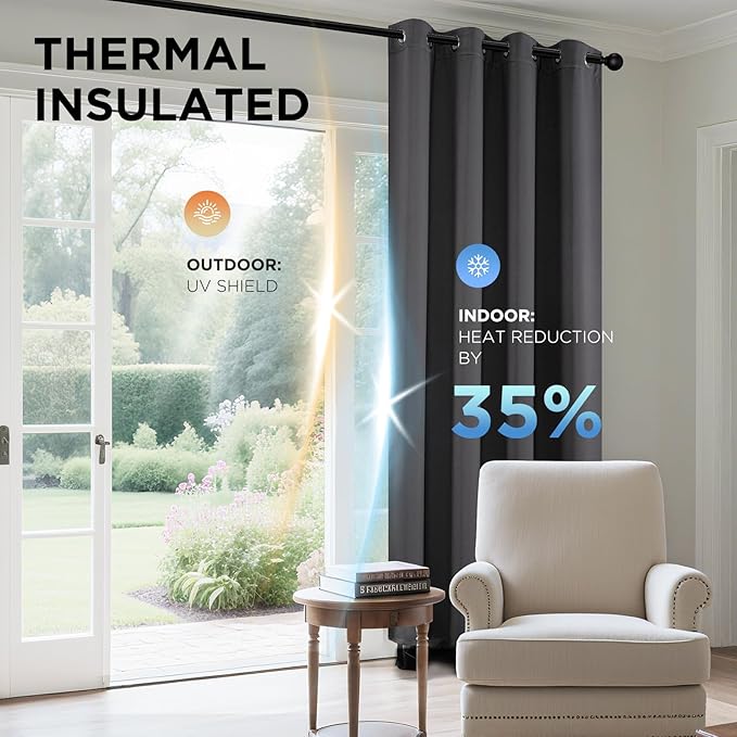 Joydeco Blackout Curtains 108 Inches Long 1 Panel, Thermal Insulated Long - Image 4