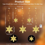 Christmas Snowflakes Window Lights, 5 Pack 72 LEDs Waterproof Hanging Battery Operated Christmas Decoration with Timer for Indoor Outdoor Xmas Home Winter Party Patio Bedroom Decor, Warm White