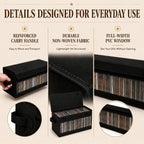 Stackable DVD Storage Box with Visible Window and Handles, Premiun Fabrics 4 Packs DVD Storage Case 15.7'' x 6.1'' x 8.1'' Holds Up to 100 DVDs in Full,Suitable for Home, Office, Media Room