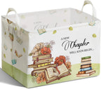 Book Theme Foldable Storage Basket with Handles, Waterproof Fabric Organizer Boxes for Toy and Book Storage, Cube Box for Nursery and Study Room, Gifts for Boys and Girls, Cute Bookshelf Decor
