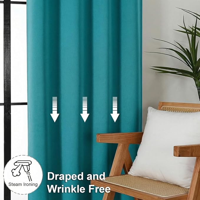 Simplebrand Ava Teal Blackout Curtains - Image 7