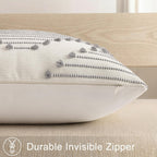 Mecatny Boho Outdoor Throw Pillow Covers 18x18 Set of 2 Grey & Cream White