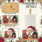 Bamboo Paper Towel Holder with 11 Set Interchangeable Holiday Signs, Rustic Kitchen Decor | Seasonal Countertop Stand for Christmas,Spring,Summer,Fall,Winter,Valentine's Day,Easter,Halloween,