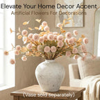 Artificial Flowers for Vase - 12 Stems Beige Faux Silk Mums with Eucalyptus
