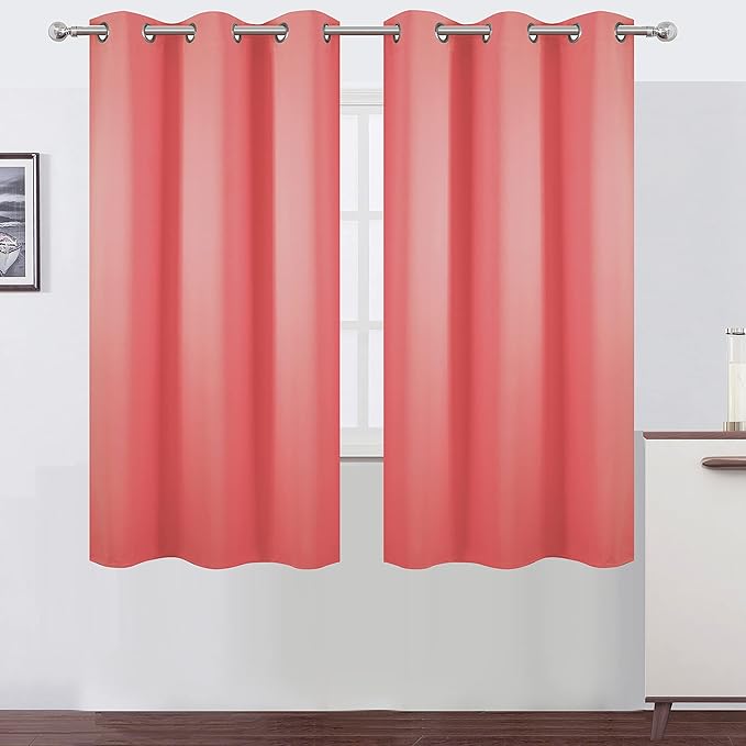 LEMOMO Coral Blackout Curtains 38 x 63 Inch Length/Set of 2 Curtain by Lemomo