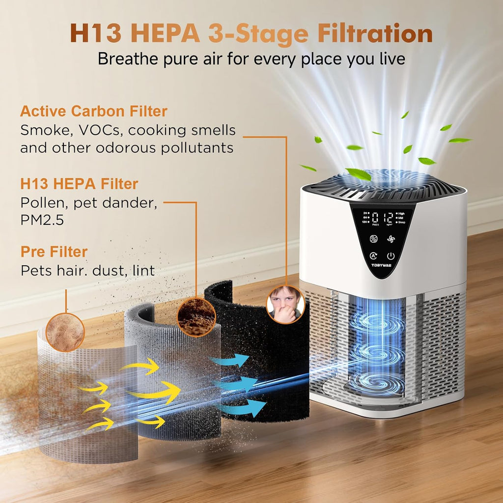Air Purifiers for Home, H13 HEPA Filter, 25dB Quiet with Fragrance Diffuser