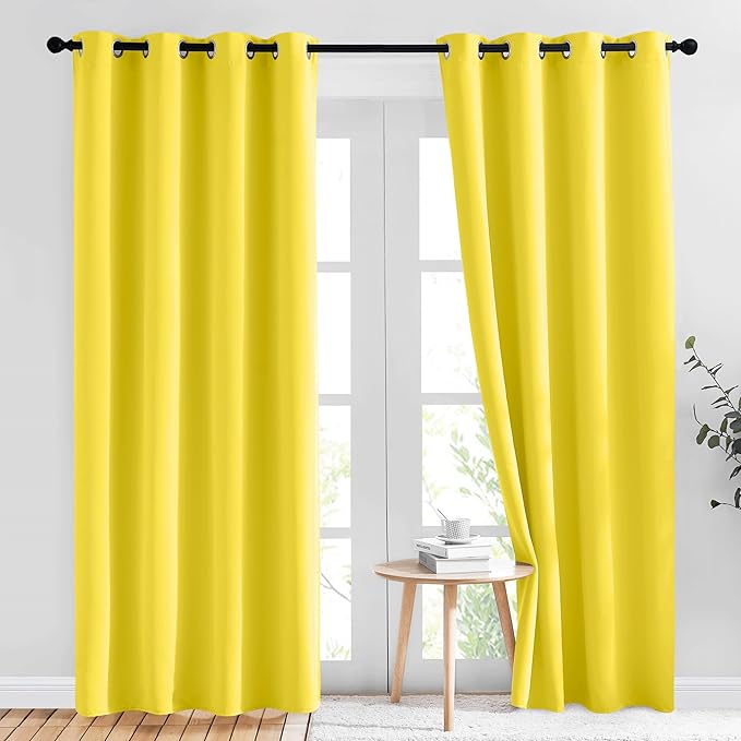 NICETOWN Bright Yellow Blackout Curtains 84 inch Long by NICETOWN