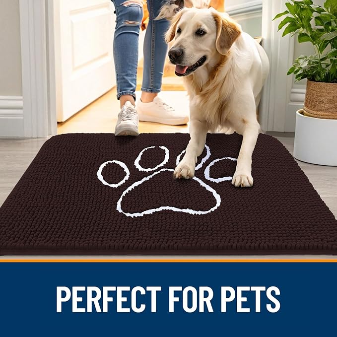 OLANLY Dog Door Mat for Muddy Paws 59x35, Paw Print Design, Absorbs Moisture - Image 6