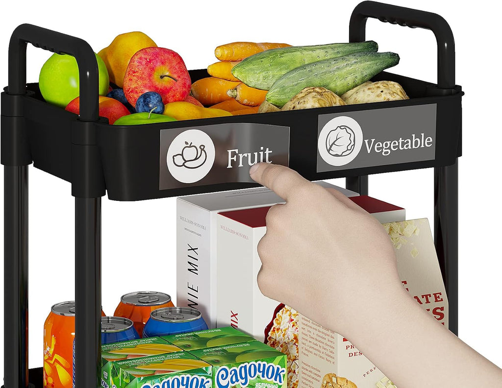 3 Tier Rolling Cart with Wheels, Utility Storage Carts,Black