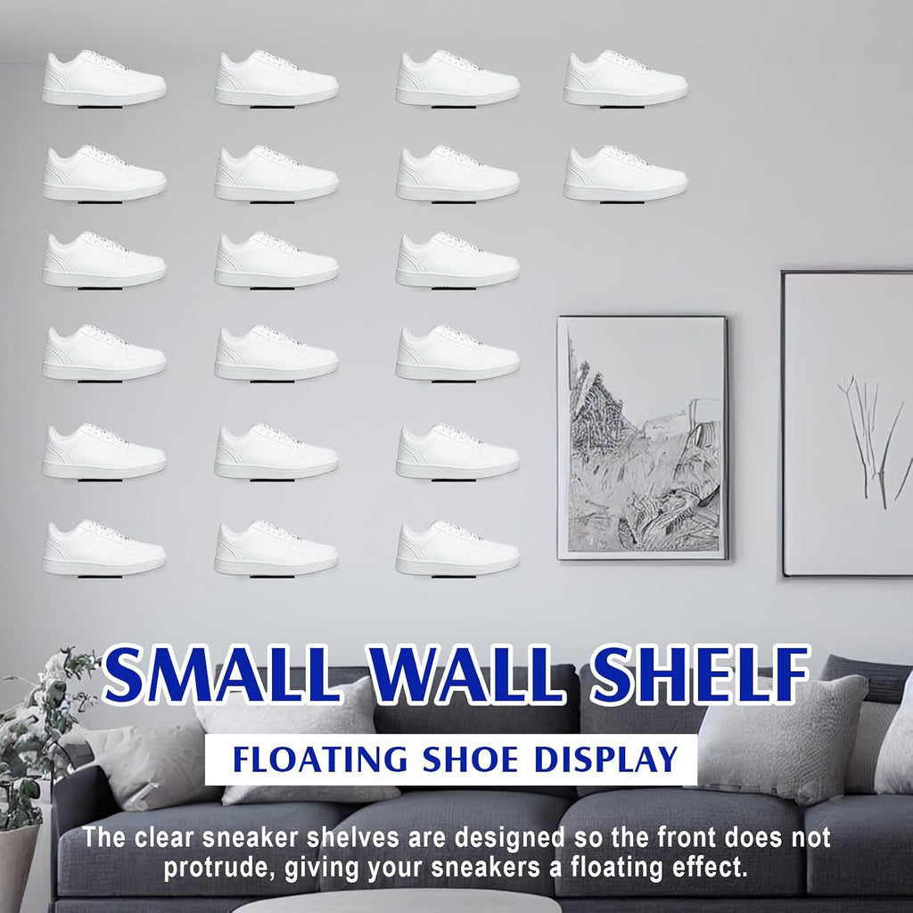 Treela 30 Pack Floating Shoe Wall Displays Shelf, Rectangular, 8x2x3 in