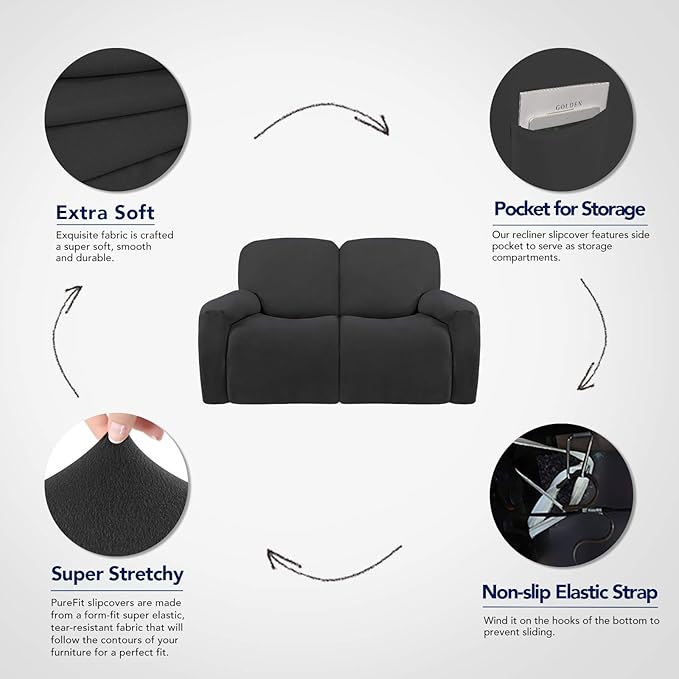 PureFit Super Stretch Loveseat Recliner Sofa Couch Cover - Image 3