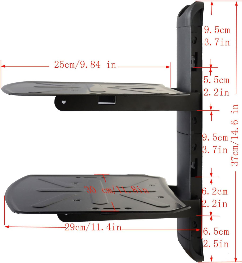 VideoSecu 2 Shelf DVD DVR VCR Wall Mount Bracket Component Shelf for DVD Player DDS Receiver Video Audio Cable Box MDVD04B WP6