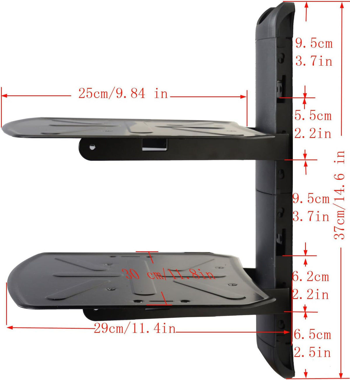 VideoSecu 2 Shelf DVD DVR VCR Wall Mount Bracket Component Shelf for DVD Player DDS Receiver Video Audio Cable Box MDVD04B WP6