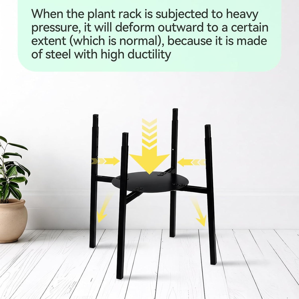 Plant Stand Indoor, Width Adjustable Metal Planter Stand, Fits Up 9.6 - 13.6 Inch Pots, Heavy Duty Potted Plant Holder for Home Garden Patio