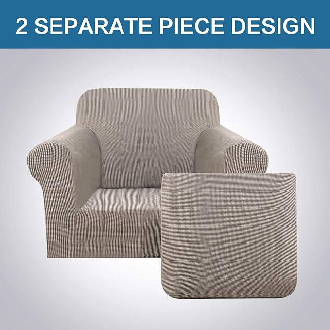 H.VERSAILTEX Stretch Chair Slipcovers 2 Pieces Armchair Cover Furniture - Image 3