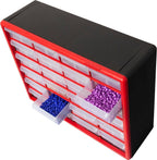 Akro-Mils 10124, 24 Drawer Plastic Parts Storage Hardware and Craft Cabinet, 20-Inch W x 6-Inch D x 16-Inch H, Red
