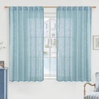 LAMIT Semi Sheer Linen Curtains 45 Inches Long, Light Filtering Panels Back Tab by LAMIT
