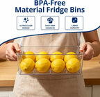6 Pack Pantry Organizers and Storage, Food Storage Containers with 3 Removable Divider for Kitchen, Fridge, Cabinet Organization, Clear Plastic Storage Bins for Snacks, Spice Packets, Packets, Pouches