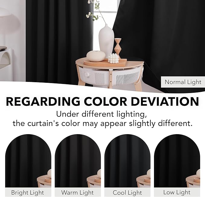 Deconovo Blackout Curtains, Thermal Insulated, W52 x L108 2 Panels, Back Tab - Image 6