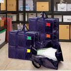 12 Pack Moving Bags with Full-Open Side Zipper, Extra Large 93L Heavy Duty Waterproof Foldable Storage Totes for College Dorm, Moving & Home OrganizationDarkBlue
