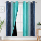 Estelar Textiler Navy Blue and Teal Blackout Curtains by ESTELARTEXTILER