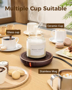 HouseGem Large Candle Warmer Plate - Coffee Cup Mug Warmer for Desk, Candle Melter, Electric Mug Heater for Beverages, Milk & Tea, Coffee Accessories Ideal Gifts Keep Cup Warm (Brown)