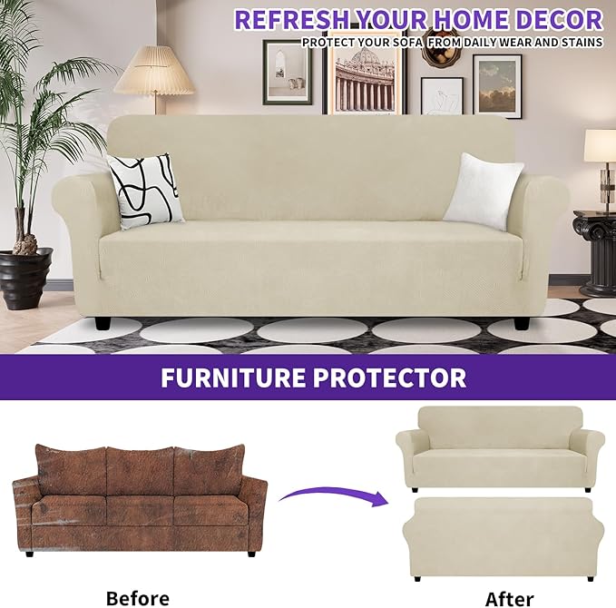 ZNSAYOTX Oversized Super Stretch Couch Cover, New Striped Sofa Covers - Image 2